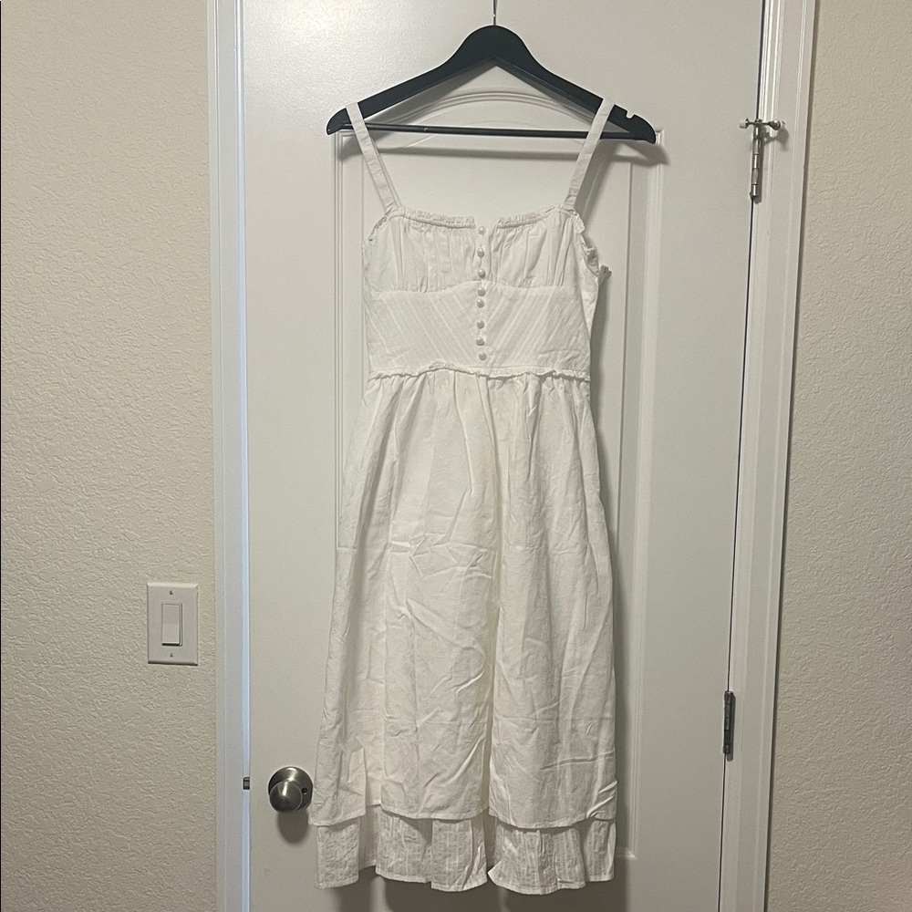 Commense White Button-Front Midi Dress